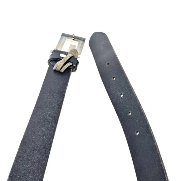 Guess Belt Womens Large Black Leather Silver Buckle Solid Vintage Y2K - Picture 3 of 10